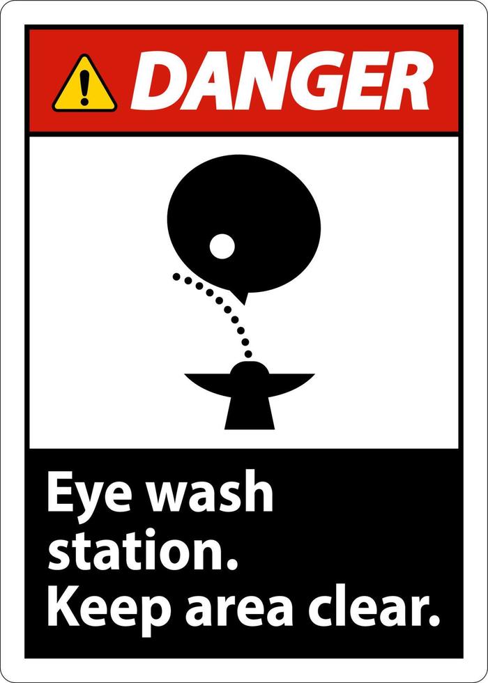 Danger Eye Wash Station Keep Area Clear Sign vector