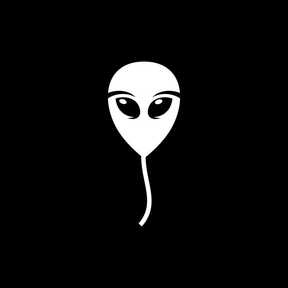 Alien head with balloon flying simple logo vector