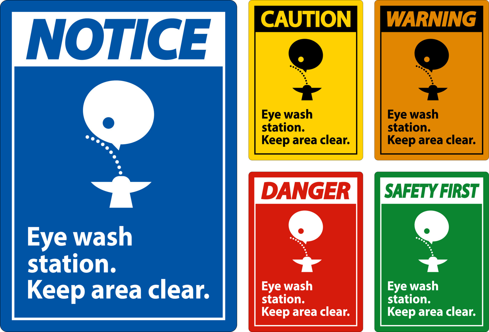 Emergency Eye Wash Station Keep Area Clear Sign 21889298 Vector Art at