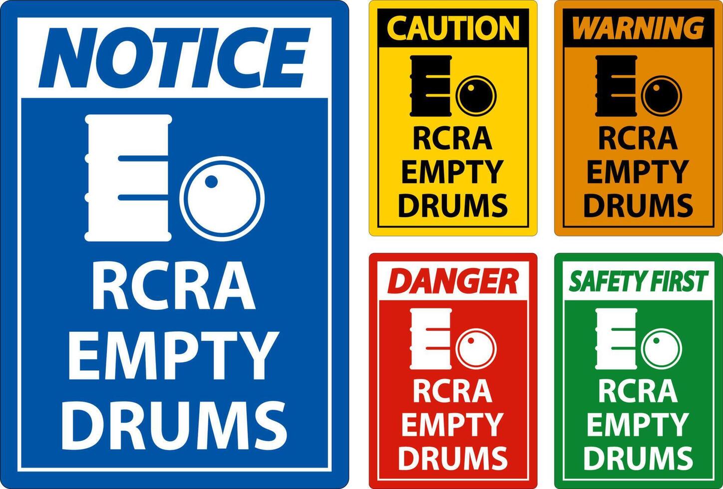 Notice Sign RCRA Empty Drums On White Background vector