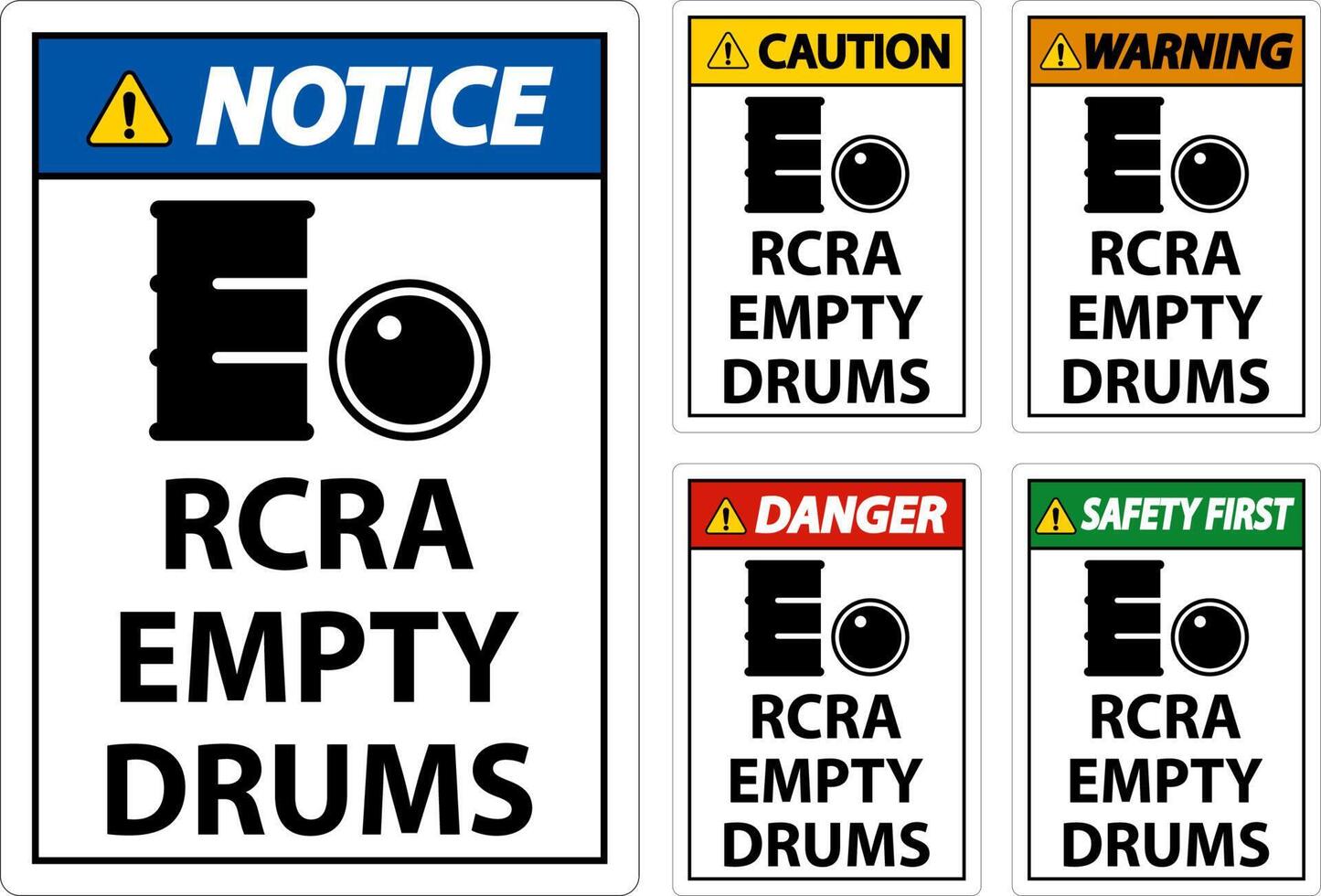 Notice Sign RCRA Empty Drums On White Background vector