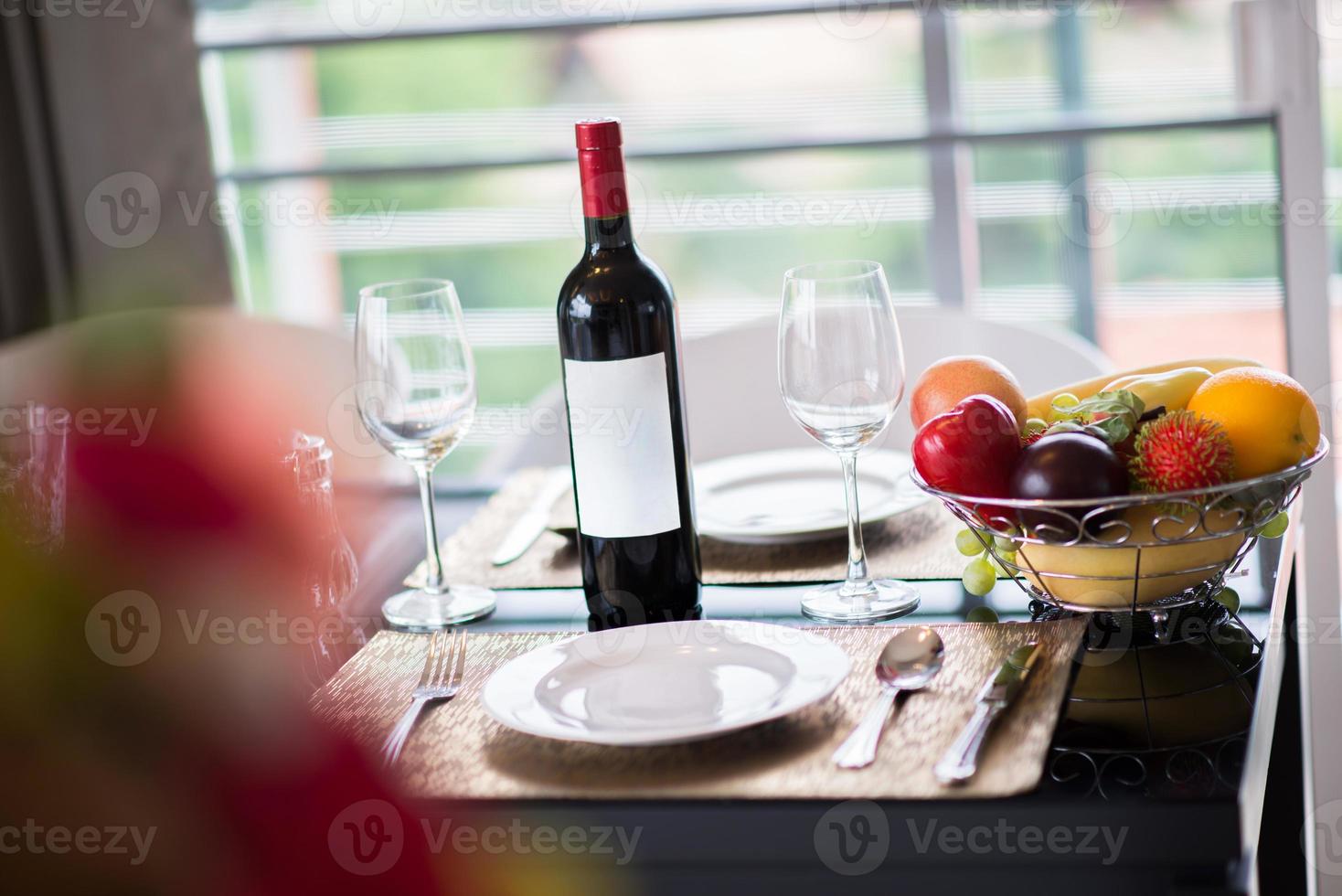 The table set and wine photo