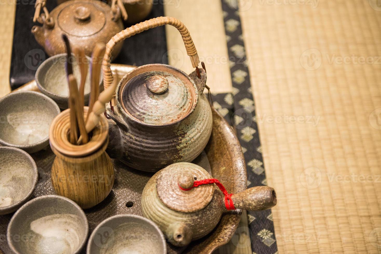 Japanese Tea pot and cups photo