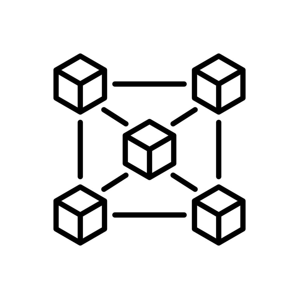 Blockchain icon in line style design isolated on white background. Editable stroke. vector