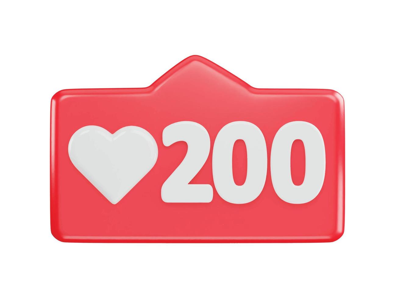 200 social media love react icon 3d rendering vector illustration