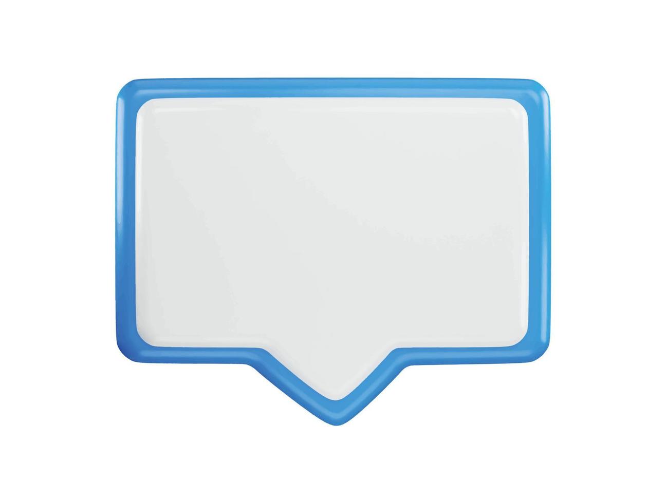 A blue speech bubble with a white background icon with 3d vector icon illustration