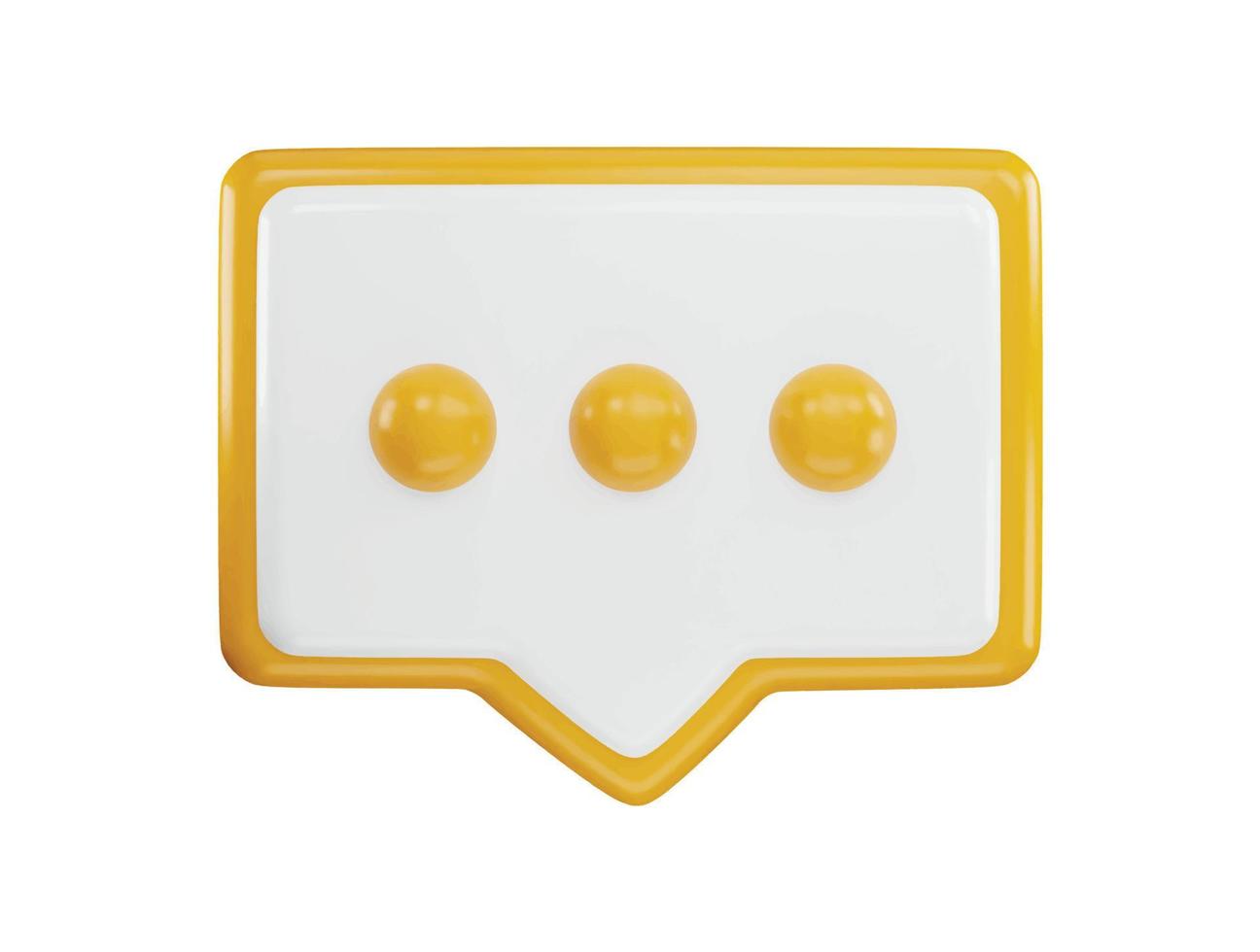 A yellow and white chat button with three yellow buttons icon with 3d vector icon illustration