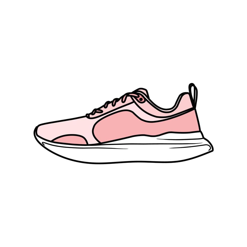 Sneakers Design with Side angle. Sport shoes . Draft. Flat design. Vector illustration. Sneakers in a flat style. Side view sneakers. Fashion sneakers.