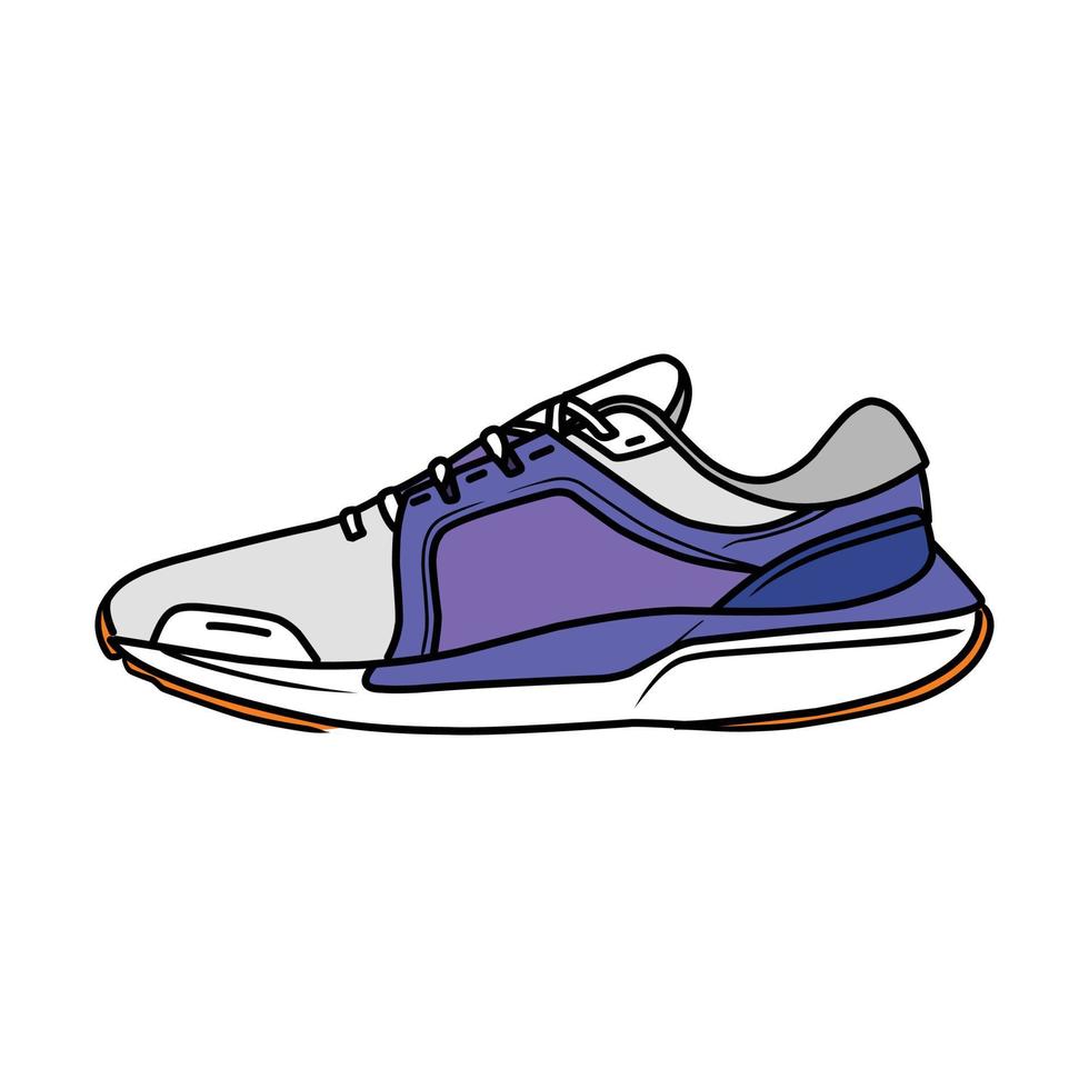 Sneakers Design with Side angle. Sport shoes . Draft. Flat design. Vector illustration. Sneakers in a flat style. Side view sneakers. Fashion sneakers.