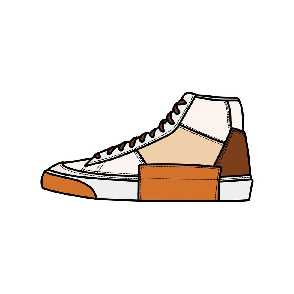 Sneakers Design with Side angle. Sport shoes . Draft. Flat design. Vector illustration. Sneakers in a flat style. Side view sneakers. Fashion sneakers.