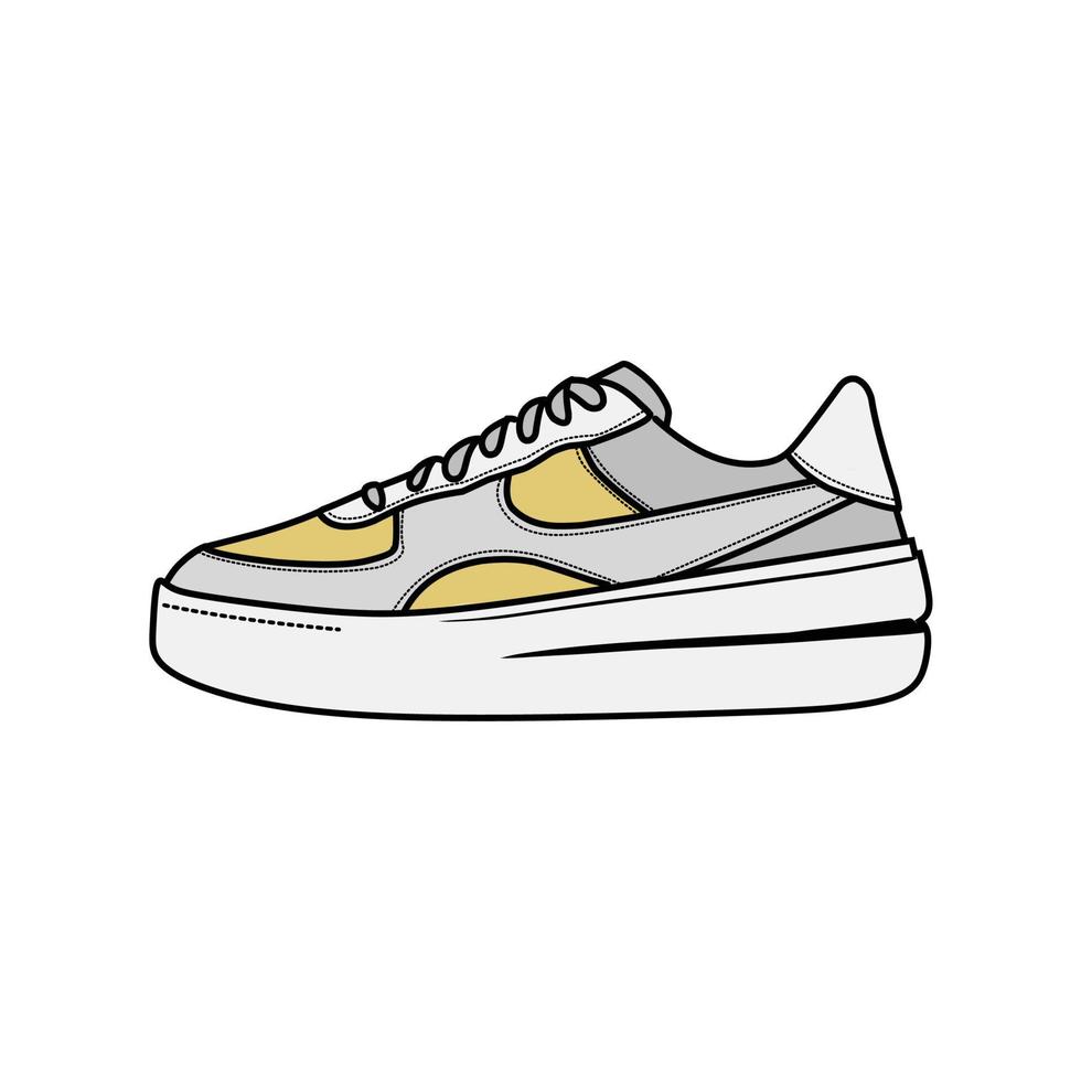 Sneakers Design with Side angle. Sport shoes . Draft. Flat design. Vector illustration. Sneakers in a flat style. Side view sneakers. Fashion sneakers.