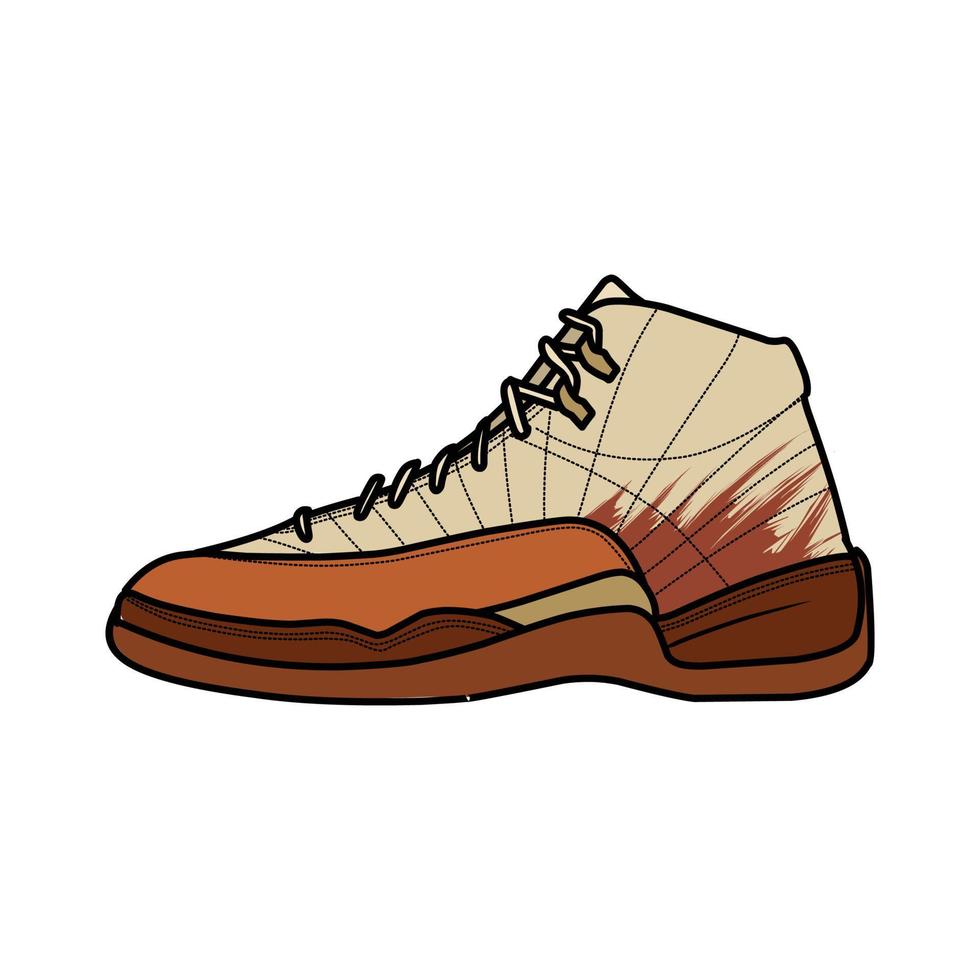 Sneakers Design with Side angle. Sport shoes . Draft. Flat design. Vector illustration. Sneakers in a flat style. Side view sneakers. Fashion sneakers.