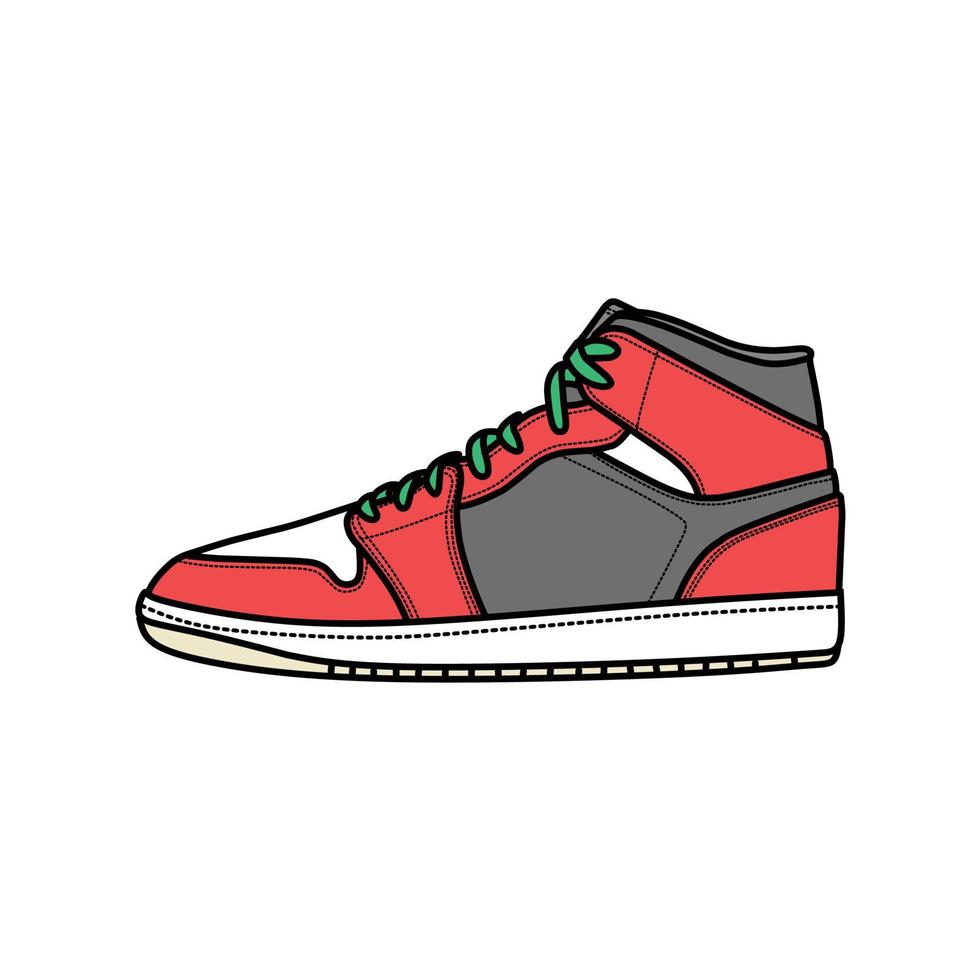 Sneakers Design with Side angle. Sport shoes . Draft. Flat design. Vector illustration. Sneakers in a flat style. Side view sneakers. Fashion sneakers.