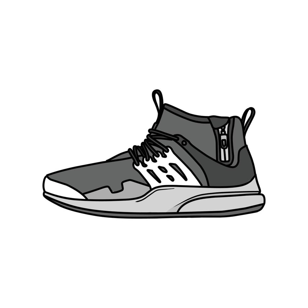 Sneakers Design with Side angle. Sport shoes . Draft. Flat design. Vector illustration. Sneakers in a flat style. Side view sneakers. Fashion sneakers.