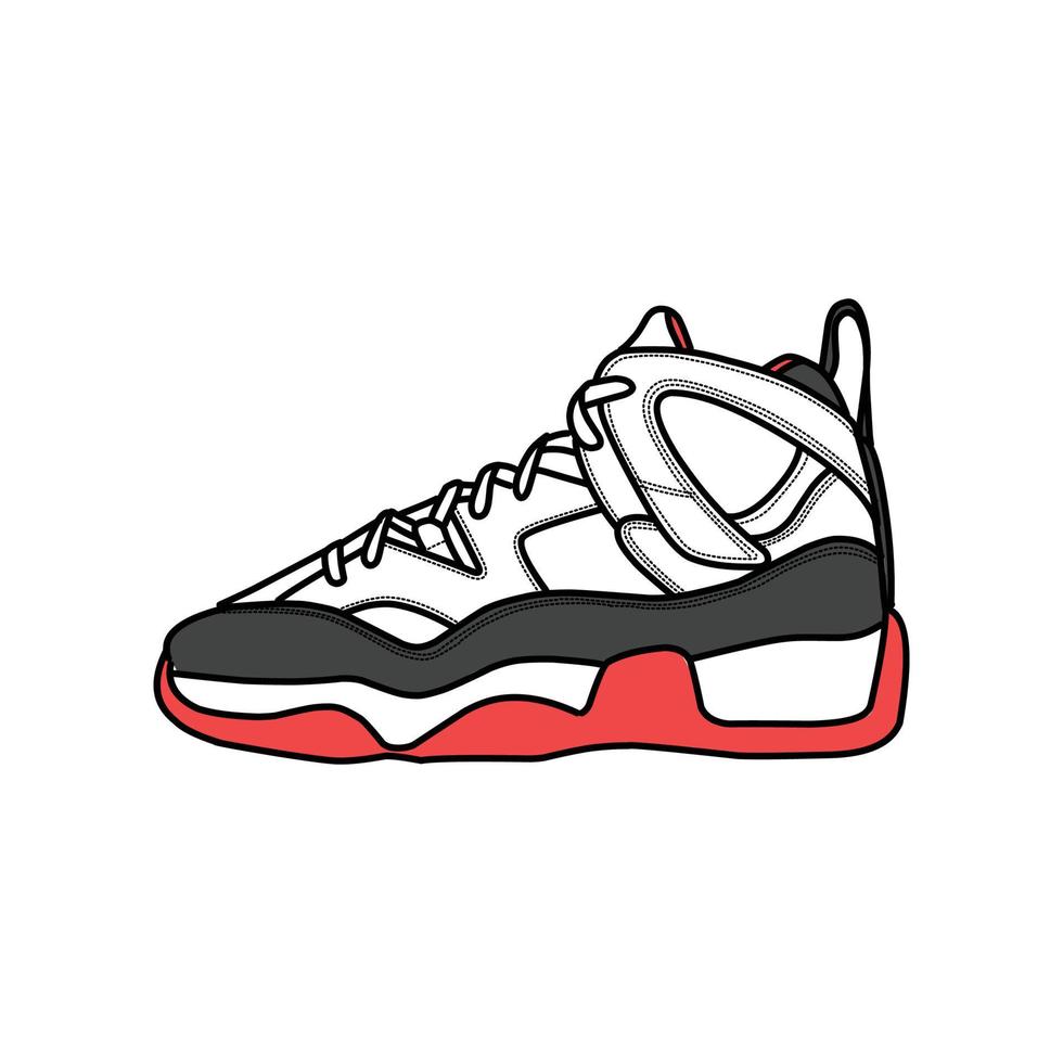 Sneakers Design with Side angle. Sport shoes . Draft. Flat design. Vector illustration. Sneakers in a flat style. Side view sneakers. Fashion sneakers.