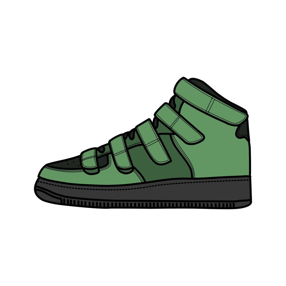 Sneakers Design with Side angle. Sport shoes . Draft. Flat design. Vector illustration. Sneakers in a flat style. Side view sneakers. Fashion sneakers.