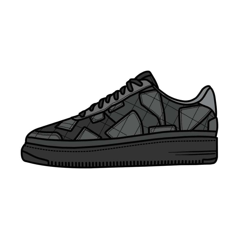 Sneakers Design with Side angle. Sport shoes . Draft. Flat design. Vector illustration. Sneakers in a flat style. Side view sneakers. Fashion sneakers.