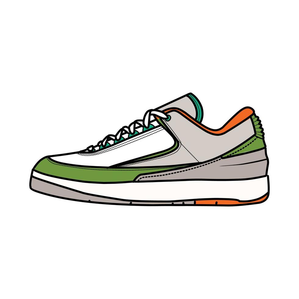 Sneakers Design with Side angle. Sport shoes . Draft. Flat design. Vector illustration. Sneakers in a flat style. Side view sneakers. Fashion sneakers.