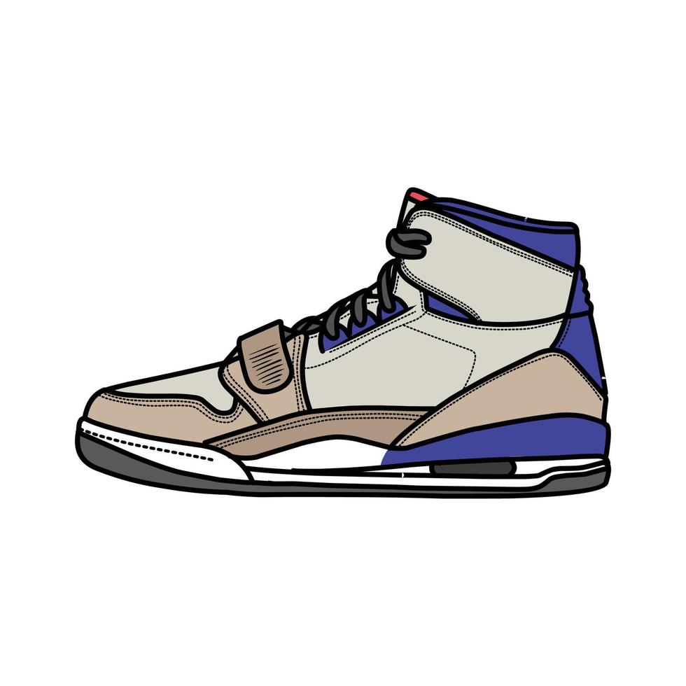 Sneakers Design with Side angle. Sport shoes . Draft. Flat design. Vector illustration. Sneakers in a flat style. Side view sneakers. Fashion sneakers.