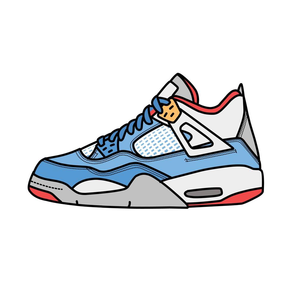 Sneakers Design with Side angle. Sport shoes . Draft. Flat design. Vector illustration. Sneakers in a flat style. Side view sneakers. Fashion sneakers.