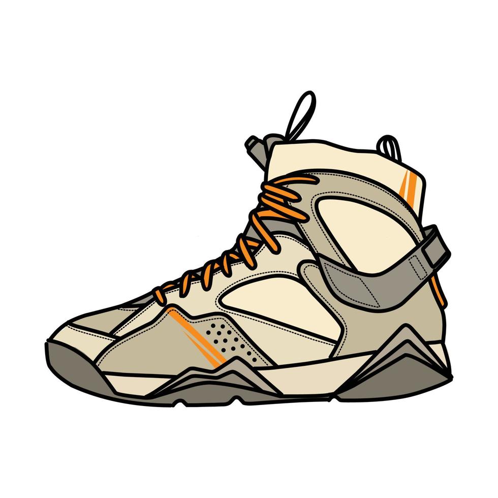 Sneakers Design with Side angle. Sport shoes . Draft. Flat design. Vector illustration. Sneakers in a flat style. Side view sneakers. Fashion sneakers.