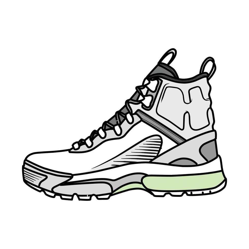 Sneakers Design with Side angle. Sport shoes . Draft. Flat design. Vector illustration. Sneakers in a flat style. Side view sneakers. Fashion sneakers.