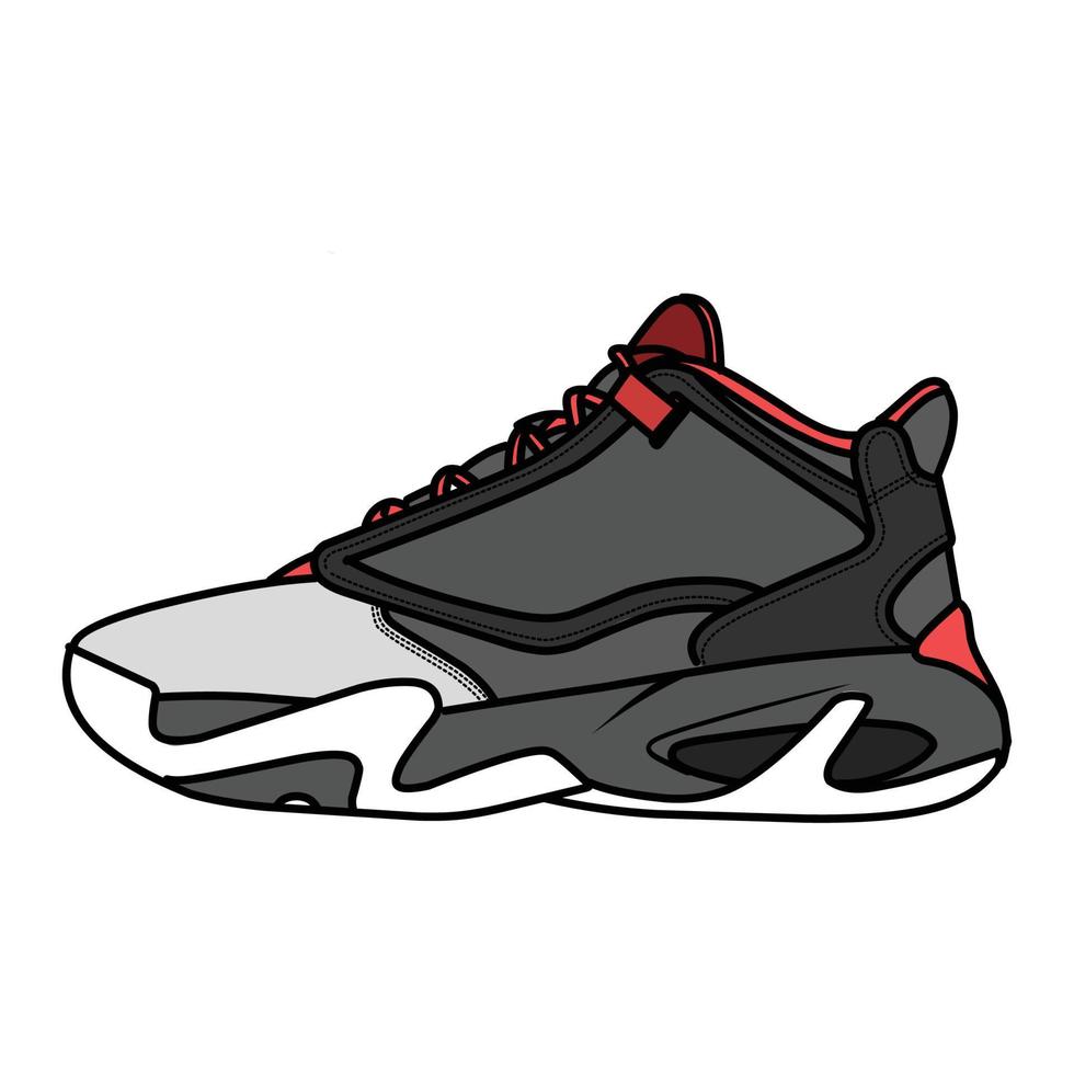 Sneakers Design with Side angle. Sport shoes . Draft. Flat design. Vector illustration. Sneakers in a flat style. Side view sneakers. Fashion sneakers.