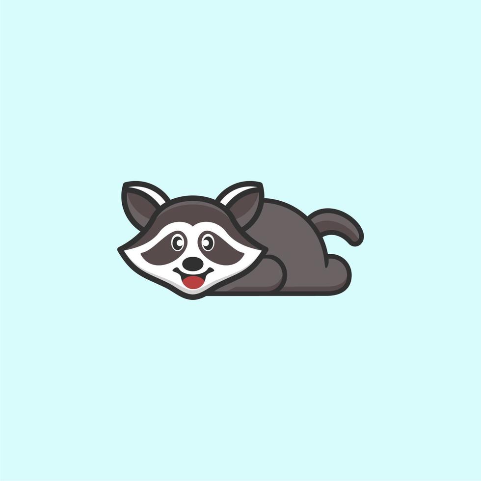 cute raccoon sleeping logo design vector