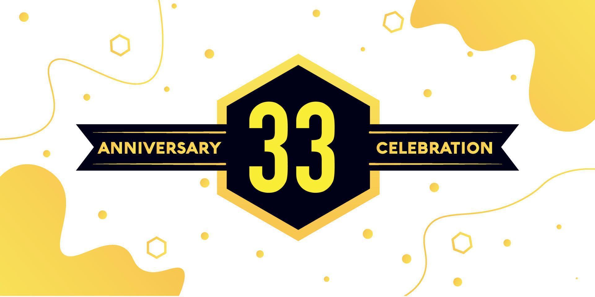 years anniversary logo vector design with yellow geometric shape with black and abstract design on white background template