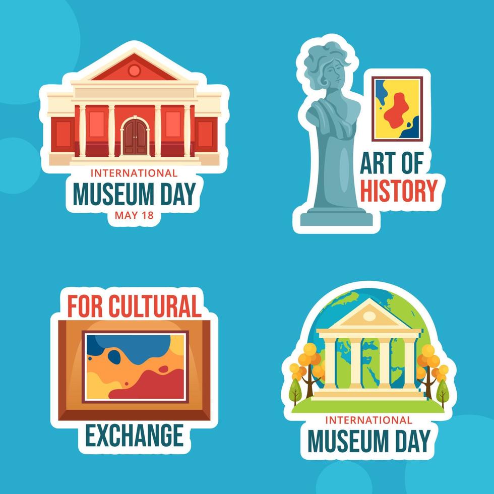 International Museum Day Label Flat Cartoon Hand Drawn Templates Background Illustration vector