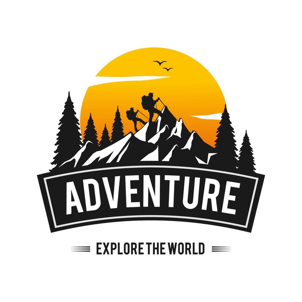 excursionismo aventuras logo vector diseño