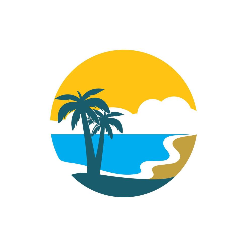 Icono de palmera de verano y viajes logo vector illustration