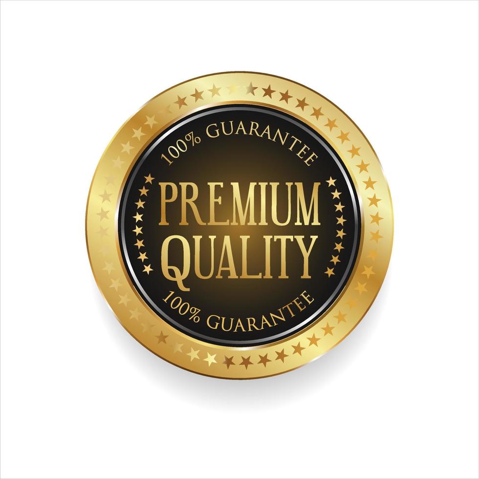 Premium quality golden badge isolated on white background vector