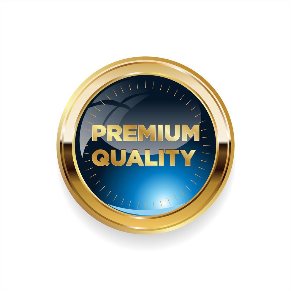 Premium quality golden badge isolated on white background vector