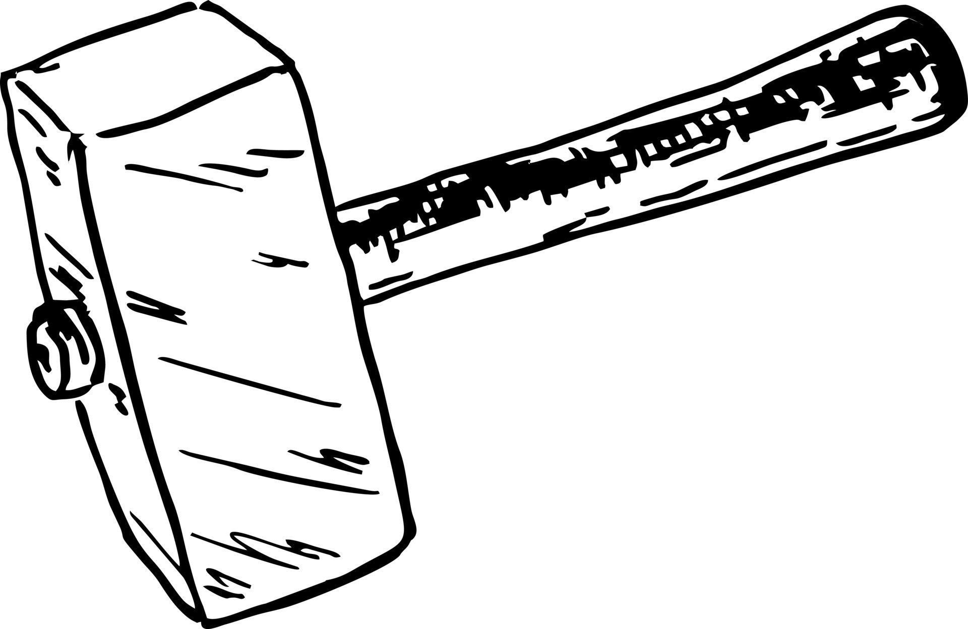 Construction wooden mallet. Mallet sketch. For print templates