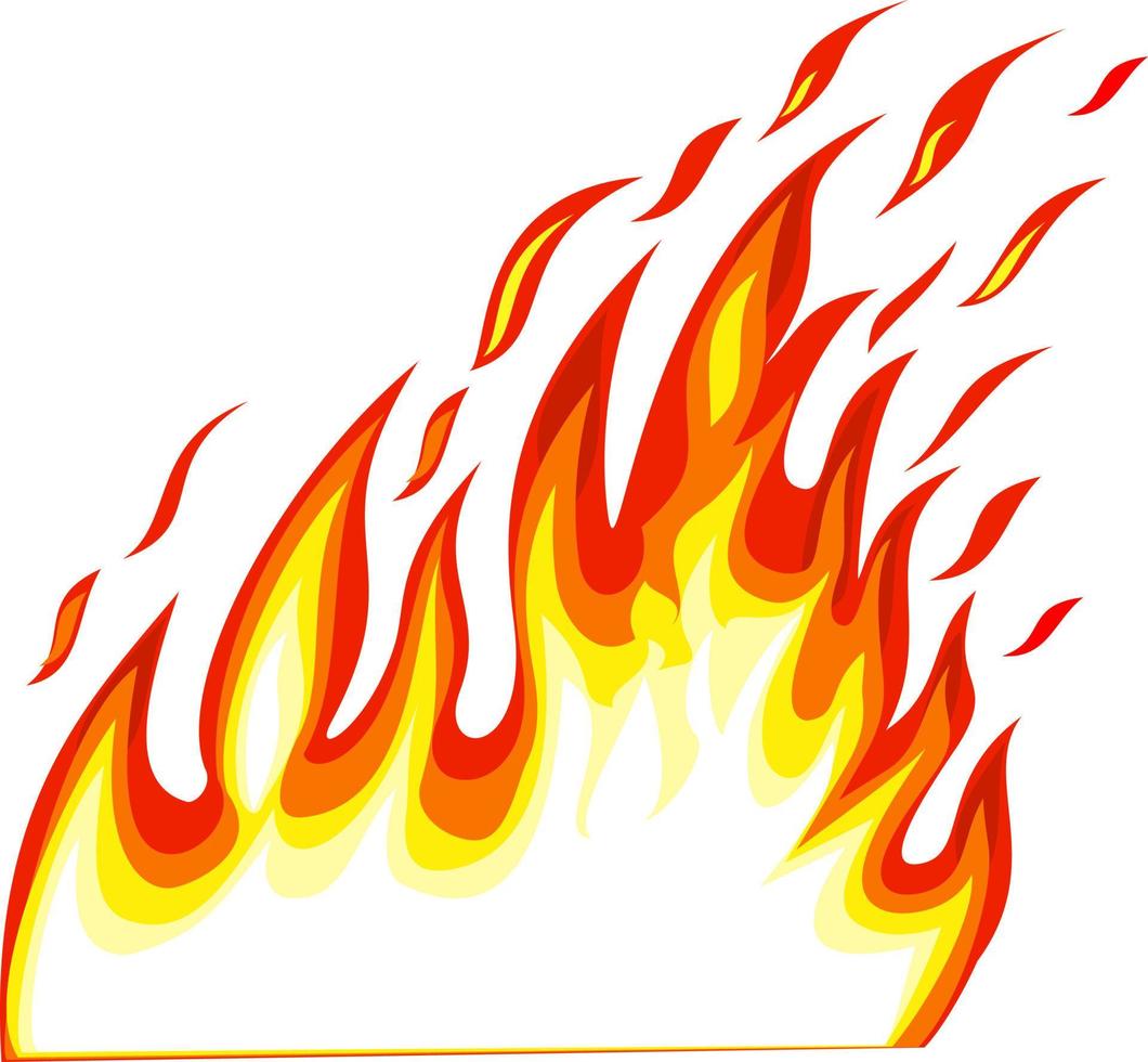 Fire borders on white. Cartoon flame banner border element, orange burn bound vector