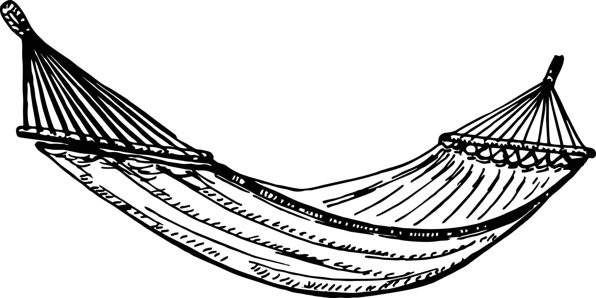 Sketch Hammock Icon symbol of summer vacation and Relaxation on Resort. Thin line black hammock relaxing icon vector