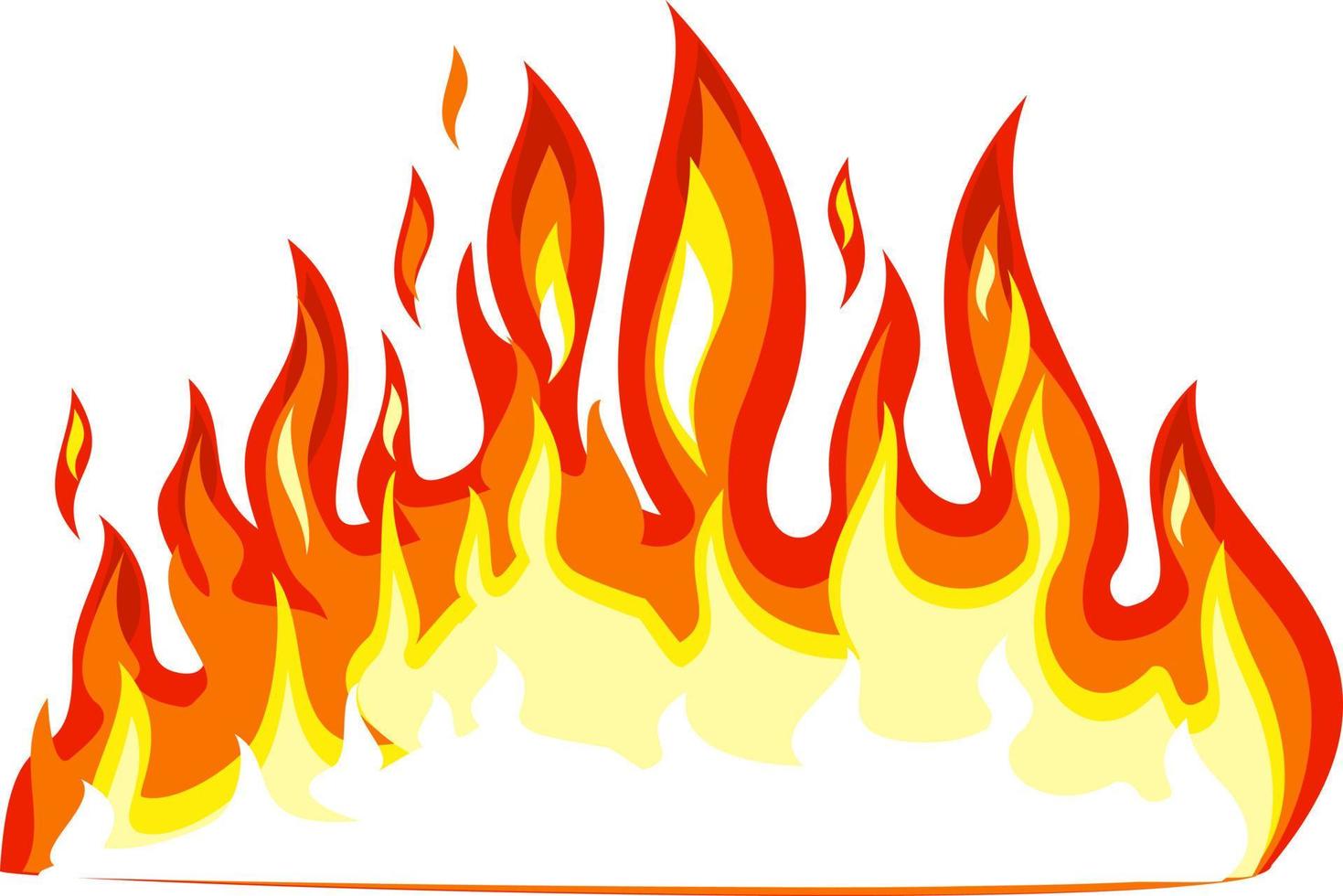 Fire borders on white. Cartoon flame banner border element, orange burn bound vector