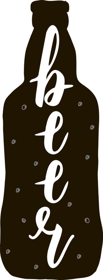 Hand drawn vintage beer bottle. Sketch style. Hipster. Emblem. Beer pub, brewery, bar logo design with bottle silhouette. vector
