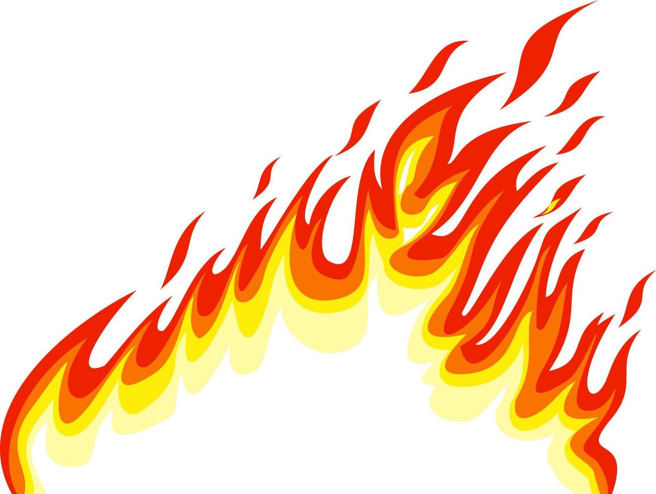 Fire borders on white. Cartoon flame banner border element, orange burn bound vector