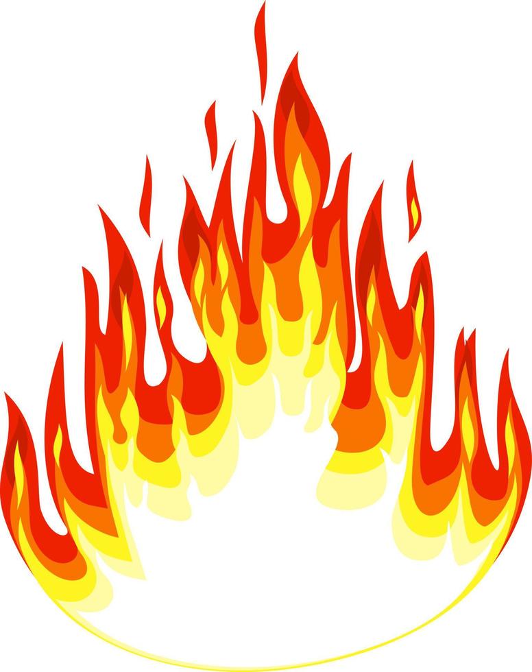 Fire borders on white. Cartoon flame banner border element, orange burn bound vector