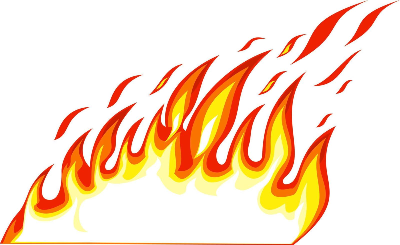 Fire borders on white. Cartoon flame banner border element, orange burn bound vector