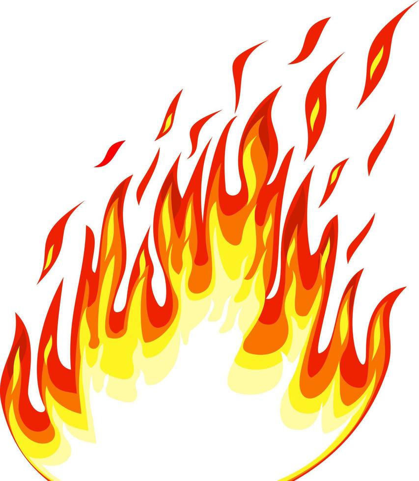 Fire borders on white. Cartoon flame banner border element, orange burn bound vector