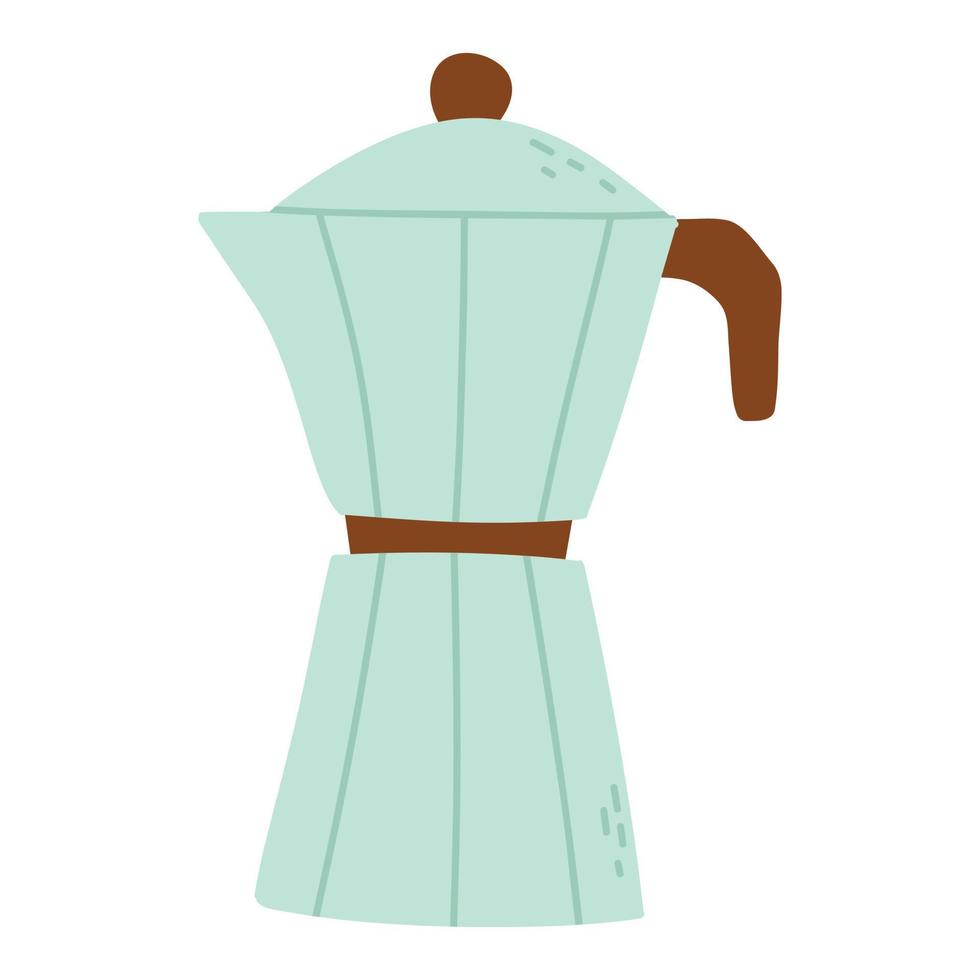 Coffee pot in flat style. Vector illustration. Isolated coffee maker in hand drawn style.