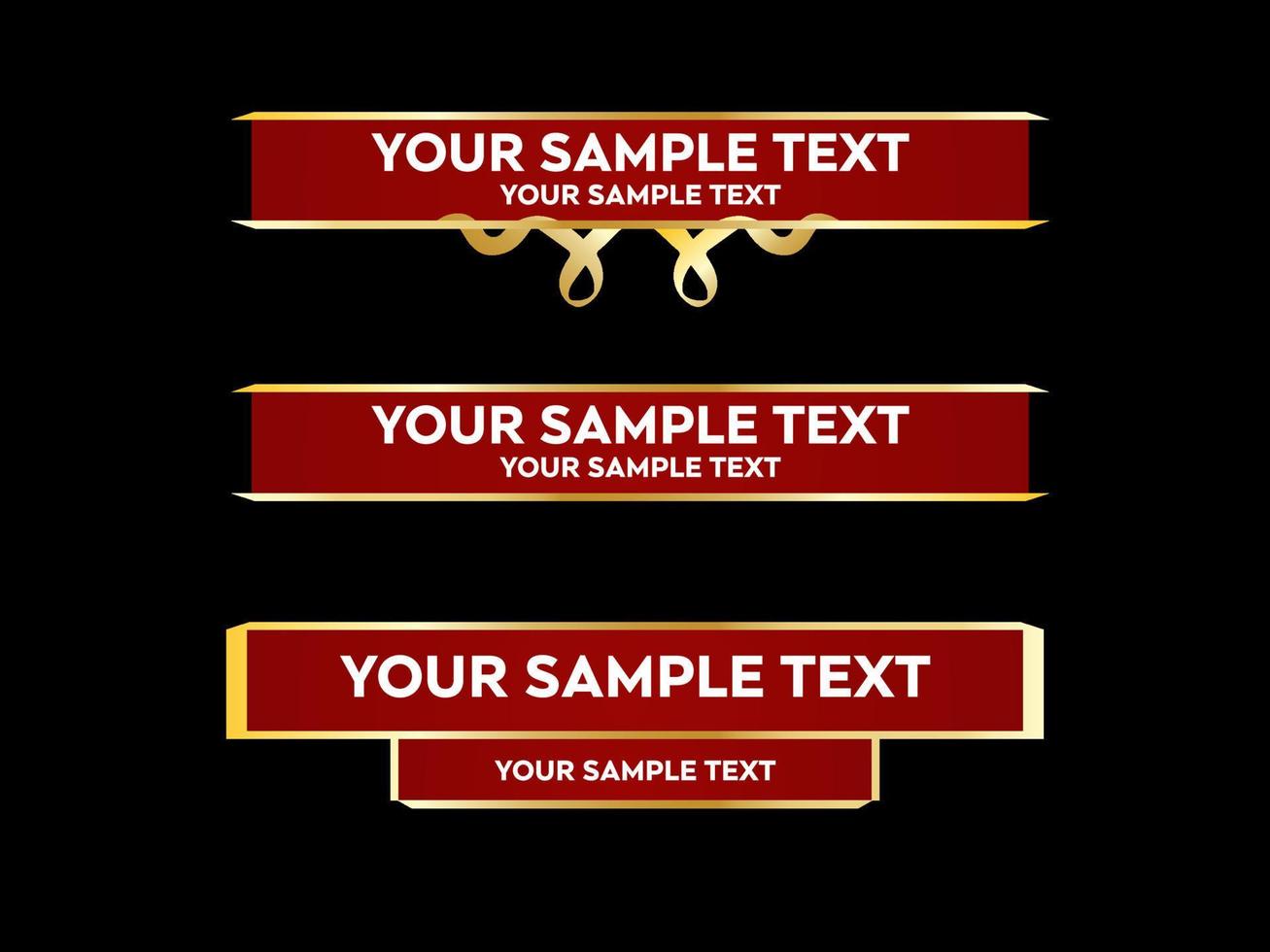 Lower third Banner Red Gold Luxury Ribbon Design Pack Vector. vector