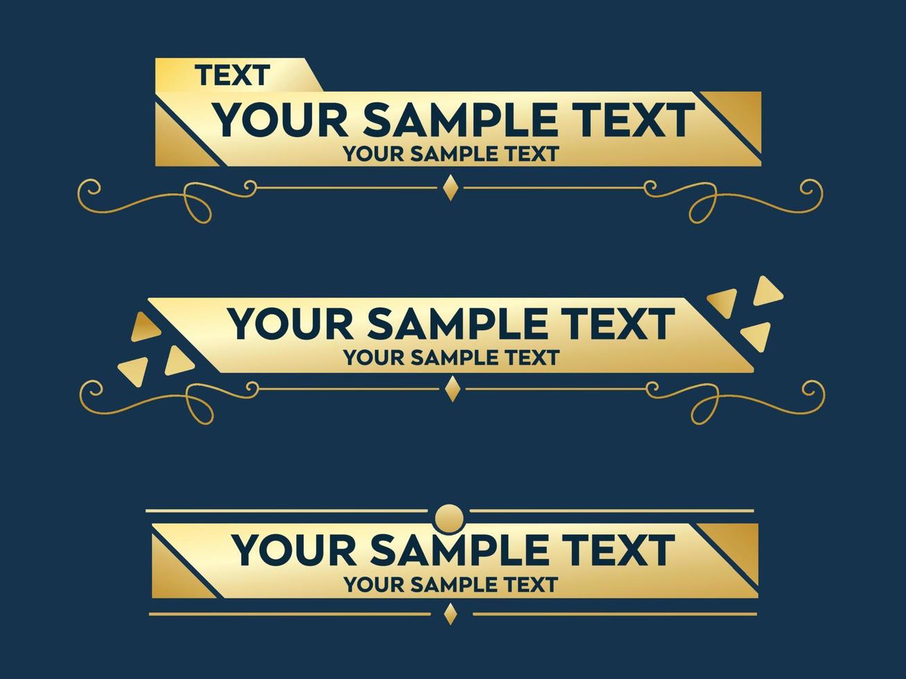 Gold Lower third Yellow Lower third Gold Banner Luxury Design Pack Vector