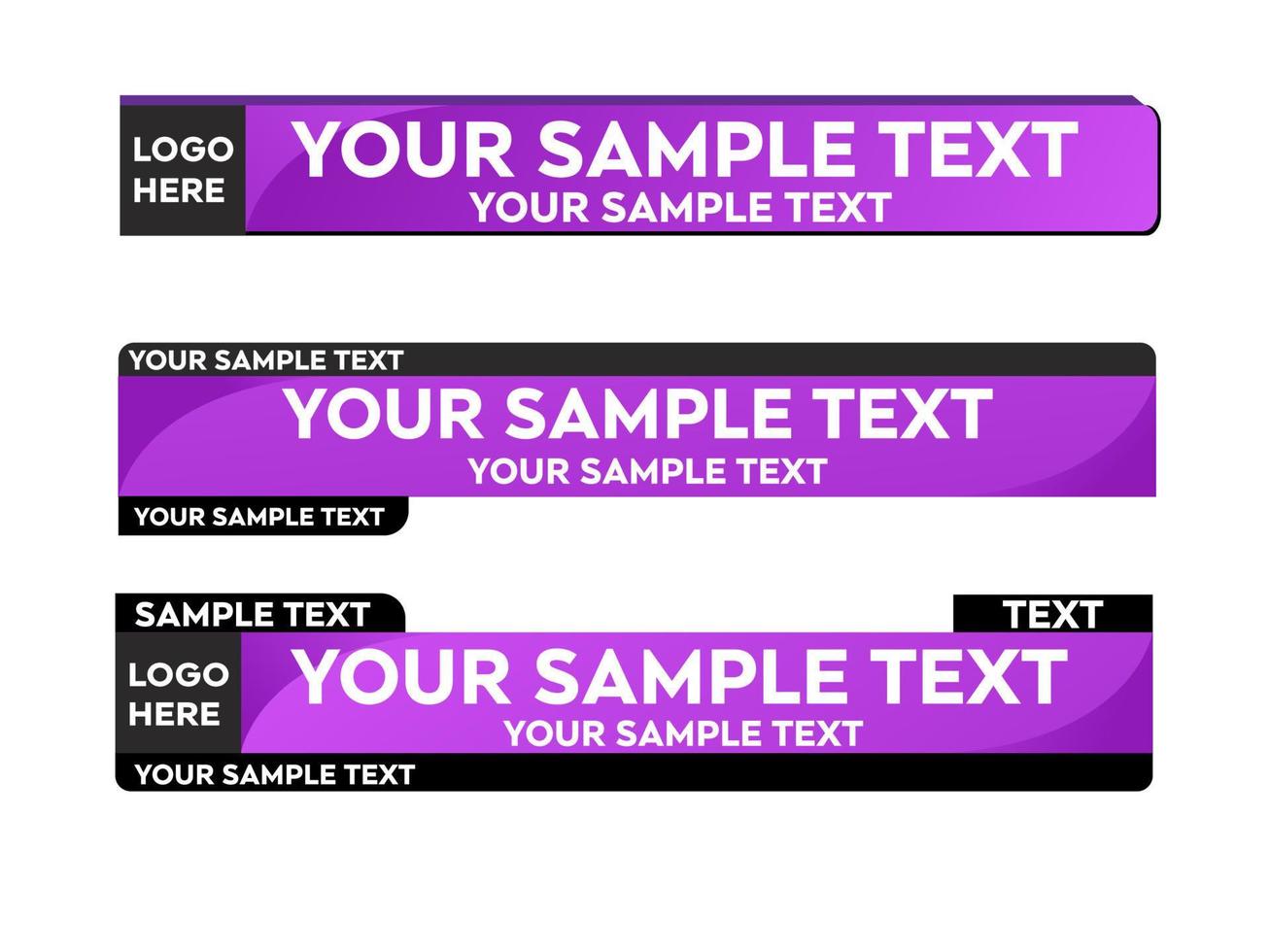 Purple Lower third vector design with Purple overlay strip text video. News Lower Thirds Pack Template. Vector illustration.