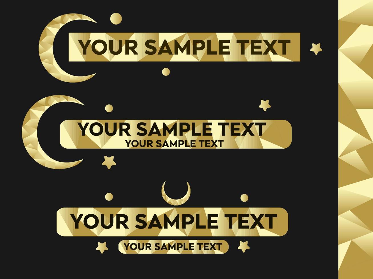 Gold Moon Lower third Yellow Lower third Gold Banner Luxury Design Pack Vector