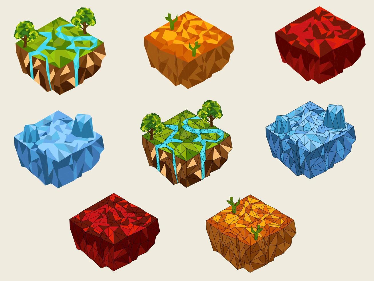 Low poly Isometric Island Pack Vector