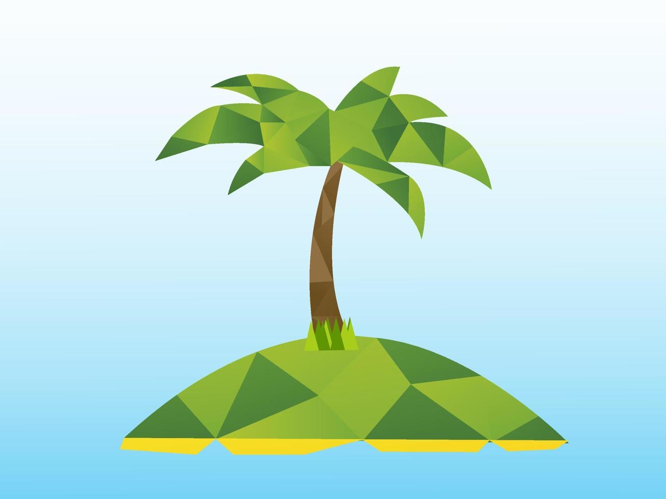 Low poly Palm tree island Sea beach tree Vector. vector